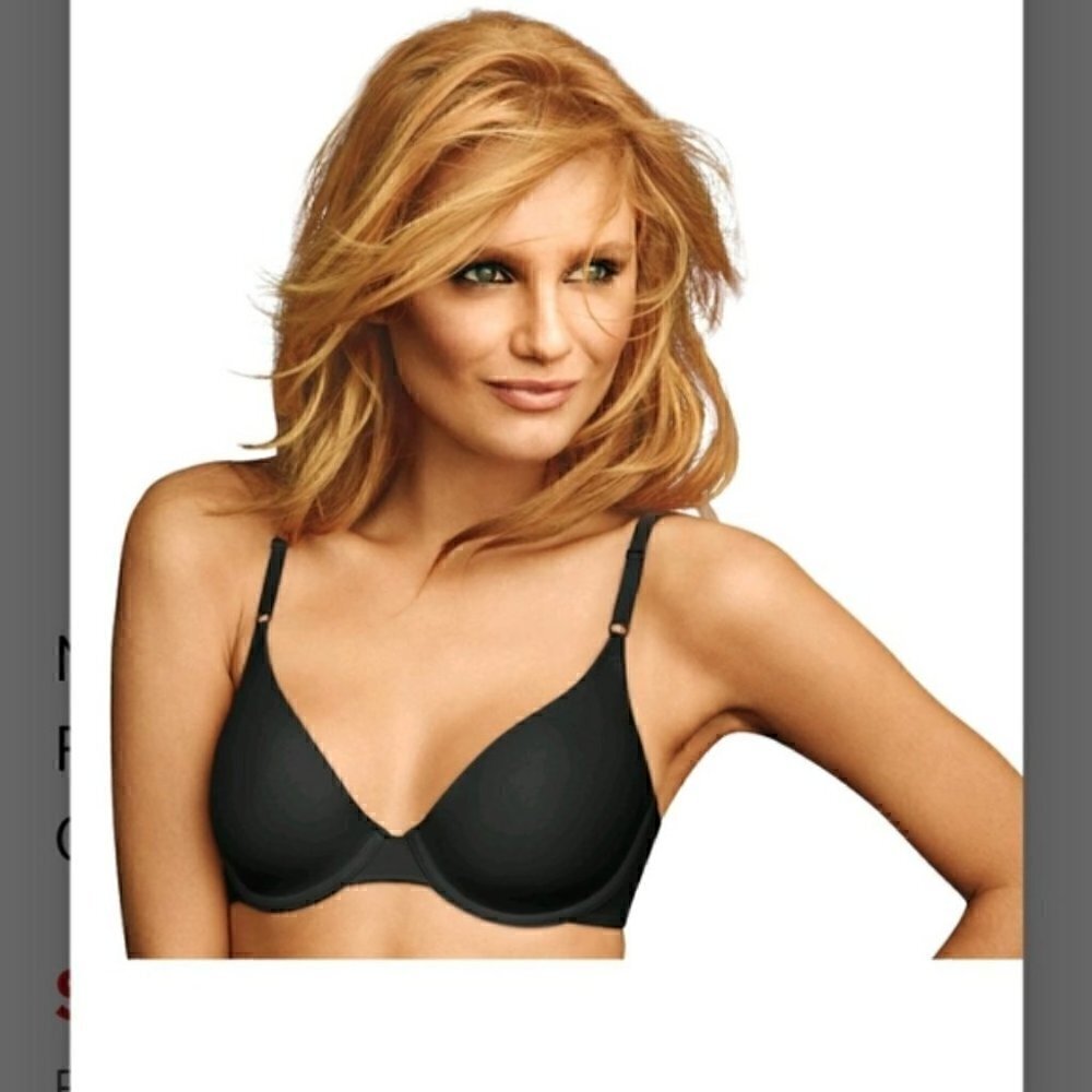 Maidenform Bra Demi Coverage T-shirt Bra Low Cut Underwire 07959 Black 32D